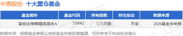 8月13日中鼎股份涨9.98%，富安达策略精选混合A基金重仓该股